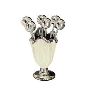 ZYJC MALL 6Pcs INS Fruit Forks Set Stainless Steel Light Luxury Fruit Picks Storage Jar Set Small Tableware Organizer Dessert Forks with Holder For Tasting Salad