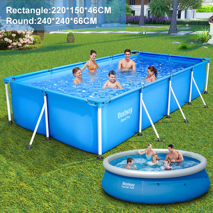 Rectangular Frame Pool Large Capacity Swimming Pool Bingkai Keluli ...