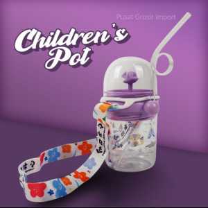 Botol Minum Lumba-Lumba + Box air mancur anak lucu Motif Animal Childrens Unik  Pot 260ml