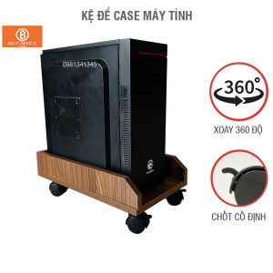 Kệ CPU máy tính di động gắn bánh xe có chốt cố định - Gỗ MDF chống ẩm Kệ để case máy tính bằng gỗ chống bụi bẩn chống ẩm siêu chất