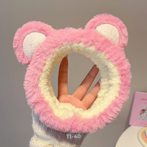 Băng đô gấu dâu hồng đậm nhạt chun co giản siêu bền - Mely T1-60