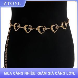 【ZTOYL】 Harajuku Punk Mặt Trăng Kim Loại Thắt Lưng Phụ Nữ Cổ Điển Punk Gothic Mặt Trăng Mặt Trời Cao Eo Chuỗi Thắt Lưng Mặt Dây Chuyền Thắt Lưng Nữ