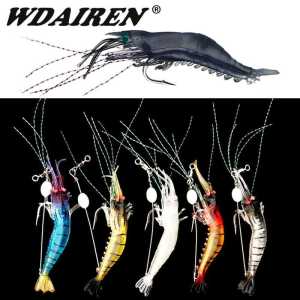 COD Umpan Kail Pancing Udang Kecil WDAIREN Luminous Soft Bait Lure Murah Bahan Silikon Awet Kuat