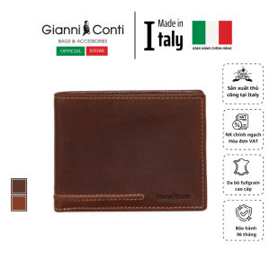 Ví Ngang Gập Đôi Bằng Da Thật Màu Nâu Sáp - Gianni Conti - Sản Xuất Thủ Công Tại Ý_707111-25