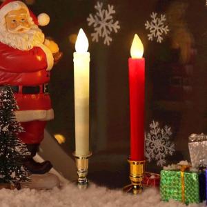 2Pcs Red Church LED CandleFlameless Flickering Pillar Candle LightBattery Operated Christmas Dinner CandleChristmas Decor