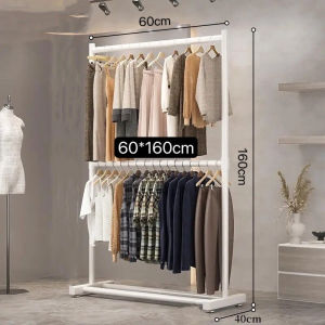 ราวตากผ้า ราว 2ชั้น ราวแขวนผ้า ราวตากผ้าเหล็ก แข็งแรง ทนทาน มี 6ขนาด แขวนเสื้อได้ 50-100ตัว