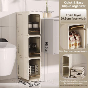 Happihaus Foldable Side Cabinet 20cm Space Saver Gap Cabinet Plastic For Bathroom Kitchen Living Room