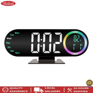 [Vodool Tool] LED Desk Alarm Clock with USB Powered Modern Electronic Clocks Large Display for Heavy Sleepers Adults Teens Kids Seniors