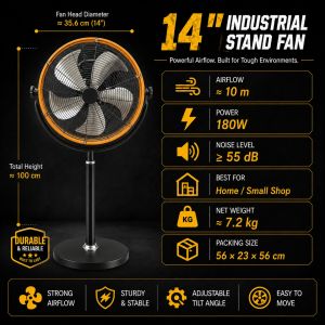 Heavy Duty Industrial Electric Fan Metal Stand Fan High Velocity for Warehouse Workshop