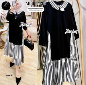Midi Dress Tokio Knit Premium Mix Katun Import LD 110-120cm PJ 120cm Busui