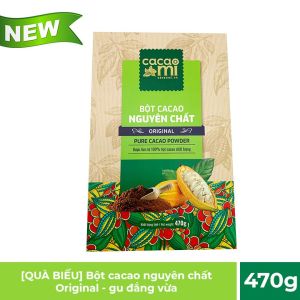 Bột cacao nguyên chất không đường CACAOMI Original gu truyền thống dùng pha chế socola chocolate nóng milo dầm trà sữa granola hộp 470g
