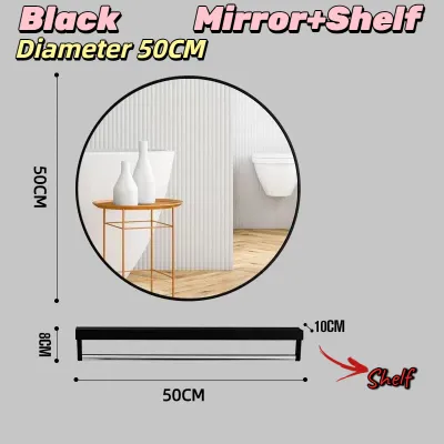 Wall Round Mirror Home Decor Bathroom Mirror Wall Mounted Round Mirror With Shelf Simple Style