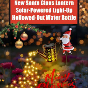 🎅Christmas Decorations🎅Santa Claus Lantern Snowman Kettle Lights Solar-Powered Light-Up Hollowed-Out Water Bottle Outdoor Garden Decoration 圣诞老人水壶灯
