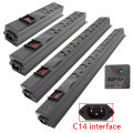 C14 interface PDU Power Strip Distribution Unit 2/3/4/5/6/7/8/9 Ways 3 pin Power Socket Extension with Switch  Surge protection. 