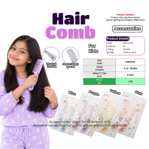 Kids Hair Comb 4-12 Years Cute Cartoon Flexible PP Comb Fine & Closely Spaced Teeth