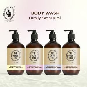 [NEW] The Olive Tree - Body Wash Family Set ( 500ml x 4 ) Gentle Lavender l Spring Blossom l Geranium Tea Tree l Lavender Bergamot