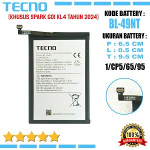 Baterai Tecno Spark GO1 / GO 1 Transformers 2024 - Model KL4 Battery BL-49NT / BL49NT Batre Original