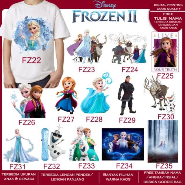 FREE NAMA Kaos Baju Print Anak Dewasa Family FROZEN | Lazada Indonesia