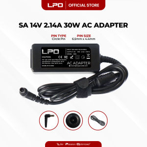 LPO Laptop Charger Adapter 14V 2.1A / 2.14A 30W Circle Pin 6.5mm x 4.4mm for Samsung SyncMaster/ Samsung Monitor