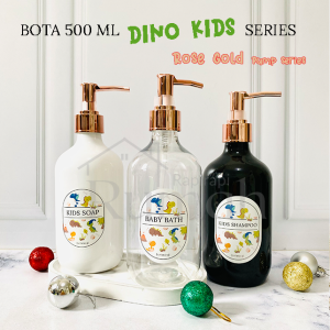 BOTA KIDS DINO series - Botol Isi Ulang Dispenser Sabun Cair Anak 500 ml Gold Silver Pink Putih Hitam Clear
