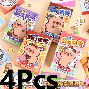 4Pcs/Set Capybara Children DIY Dress Up Sticker Books for Kids Toddlers New Puzzle Games Fun Toys Gift Cartoon Animal Reusable Sticker