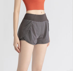 Pendek Celana 2 in 1 Olahraga  Legging Wanita Pakaian  High Waist Polos Bersepeda Yoga Running Sport Fitness