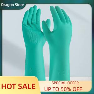 Dragon 1Pair Thick Nitrile Gloves - Chemical Acid Resistant Waterproof Long Sleeve Gloves For Gardening Chemical Painting Latex Free