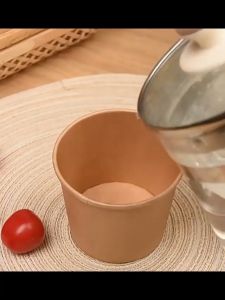 [Bundle] 25pcs Kraft Brown Paper Tub Paper Bowl Porridge Soup Brownie Yogurt Tub 6/8/12/16/20/26/32oz Container with Lid