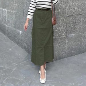 Rok Panjang Kargo Wanita Belah Twill Combed Premium Murah Berkualitas