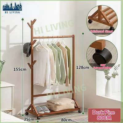 🌟SG STOCK🌟Simple bedroom floor clothes rack Household children clothes rack solid wood hangers