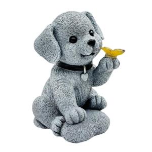 Solar Garden Statue Dog Figurine Garden Light Butterfly Dog for Patio Balcony Yard Lawn Housewarming Gift for Garden