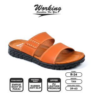 Working Sneakers For You Sandal Slop Pria Kulit Kasual Code R-24 Size 39-43