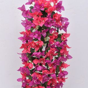 XENMART Fake Silk Faux Bougainvillea UV Resistant Realistic Bougainvillea Vines  Summer Decoration Artificial Flowers Plant for Planter Gardens Balcony Porch