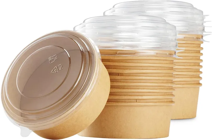 10pcs Round Deli Containers Eco Friendly To-Go Microwavable Freezer  Disposable |Leak/Grease Kraft Food Bowls Hot/Cold Restaurant Take-out  Storage