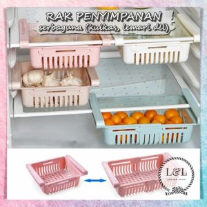 Rak Penyimpanan Keranjang Kulkas Sekat Partisi Tempat Serbaguna Fridge Pull Out Storage
