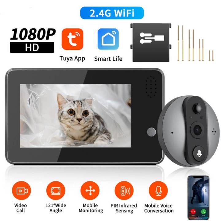 Tuya 4.3Inch Smart Home Peephole Doorbell Camera 1080P 200W Pixel Door