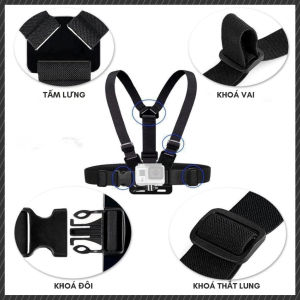 Dây Đeo Ngực Camera 5in1 Cho GoPro DJI Insta360 - Đai Đeo Action Camera Quay POV Gắn Điện Thoại