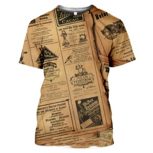 Old Newspaper t shirt men 3D Print Casual Fashion Hip Hop Funny Streetwear Vintage Mens T-Shirts Tops