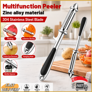 [SG Ready Stock] Multifunction Peeler 304 Stainless Steel Blade 4-in-1 Kitchen Tool Set Easy to clean Hanging storage