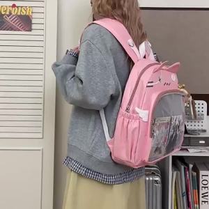 Cute kitten backpack school bag emoji cat black ita bag versatile large-capacity 2D backpack