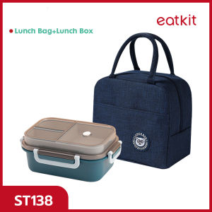 Eatkit Paket Kotak Makan Siang 1250ml Lunch Box Dua Lapis Microwaveable Anti Tumpah