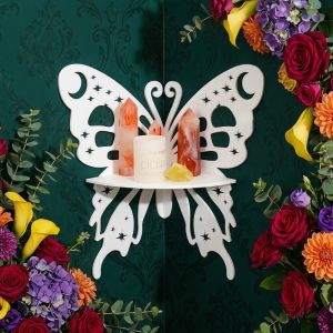 SKJK Plastic Butterfly Wall Corner Shelf Floating Hollow Out Wall Mounted Shelf Aesthetic Display Rack Wall Hanging Decor Living Room