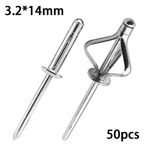 VERMILL 50pcs Silver Folding Blind Rivet 3.2mm 4.0mm 4.8mm Round Head Aluminum Alloy Rivet Durable Tri-fold Exhaust Rivets