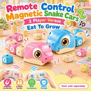 Remote Control Magnetic Snake Cars 2 Player Versus Eat To Grow Board Game Toy For Kids