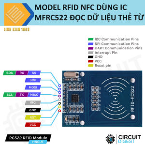 Mạch RFID 13.56mhz rc522Module đọc thẻ từ RFID RC522