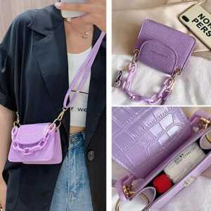 Jenny Bag Tas Croco Mini Rantai Lilac Slingbag Mini Wanita Handbag