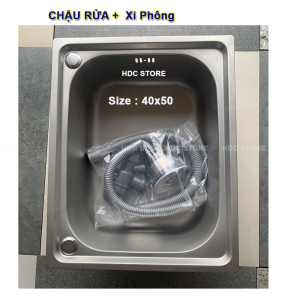 Chậu rửa chén bát 1 hố chính hãng  tặng kèm bộ xả thoát nước INOX SUS 304 bền đẹp