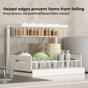 [SG] Under Sink Organizer Pull-out Kitchen Space Saving Rack Storage 2-Tier Slide Shelf for Bathroom HDB