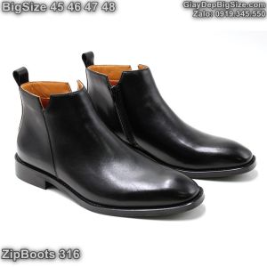 Giày da chelsea boots cổ cao cỡ lớn 45 46 47 48 cho nam chân to. Big size zip boots for wide feet.