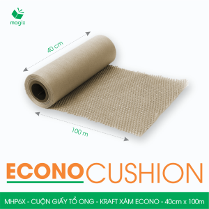MHP6X - 40cm x 100m - Cuộn giấy tổ ong chống sốc - Kraft xám Siêu Tiết Kiệm ECONO